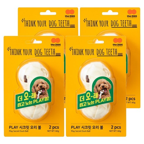 띵크유어도그티 강아지 Play 간식 시크릿 오리 볼 2p, 60g, 4개, 혼합맛(소가죽/오리고기)