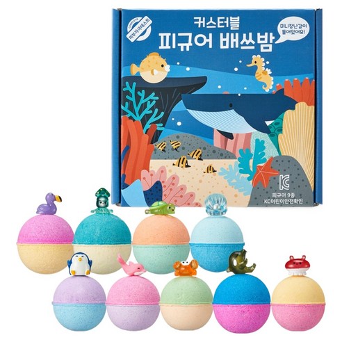 커스터블 바다동물 피규어 배쓰밤 9종 세트, 1세트, 630g