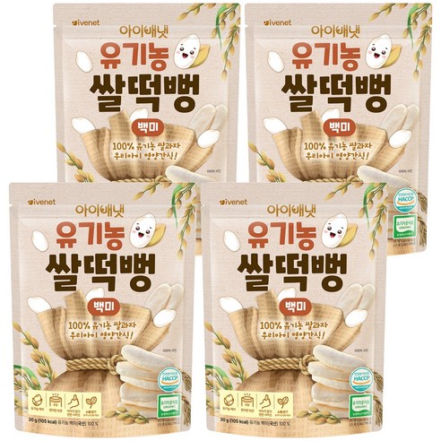 아이배냇 유아용 유기농 쌀떡뻥 30g, 4개, 백미
