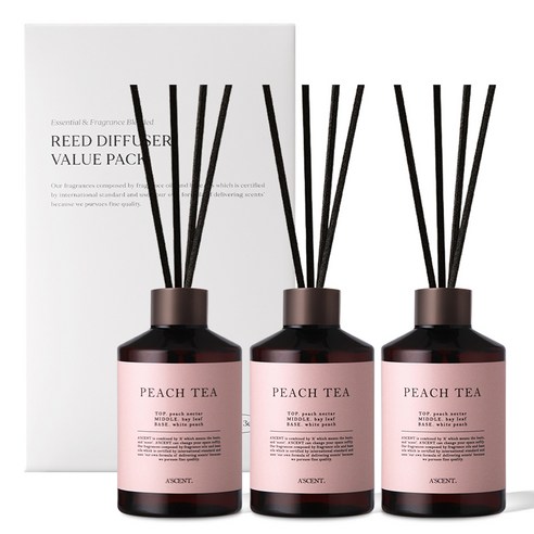 에이센트 퍼퓸드 디퓨저, 피치티, 200ml, 3개