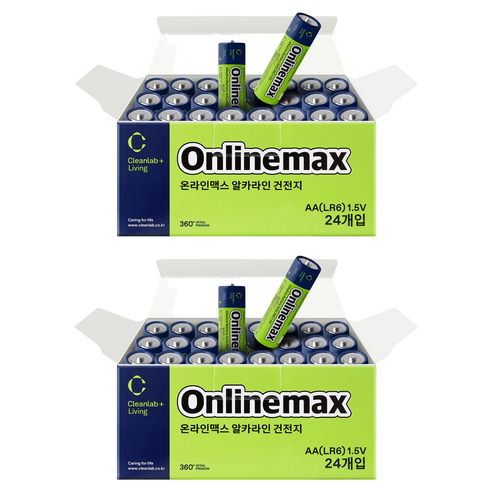 크린랩 온라인맥스 알카라인 AA 건전지, 24개입, 2개