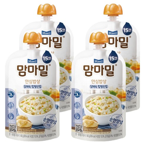 맘마밀 안심밥상 레토르트 이유식, 닭백숙 찹쌀진밥, 140g, 4개