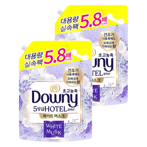 다우니 초고농축 호텔 컬렉션 섬유유연제 화이트 머스크 리필, 4.1L, 2개