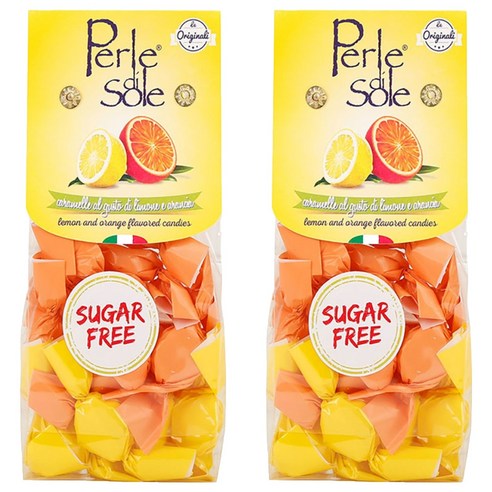 페를레디솔레 포지타노 레몬 + 오렌지 혼합맛 슈가프리 캔디, 100g, 2개