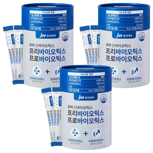 JW중외제약 코어 신바이오틱스 프리바이오틱스 프로바이오틱스, 300g, 3개