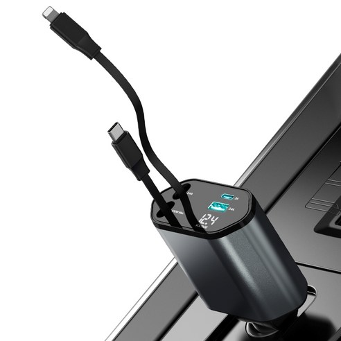 모잇 차량용 릴타입 동시 4구 충전 고속 충전기 (애플+C타입) 후기 분석 - 측면 각도 조절부