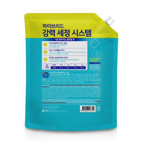 리큐 진한겔 하이브리드 드럼세탁기용 액상세제 리필 후기 분석 - 대용량 리필팩 외관