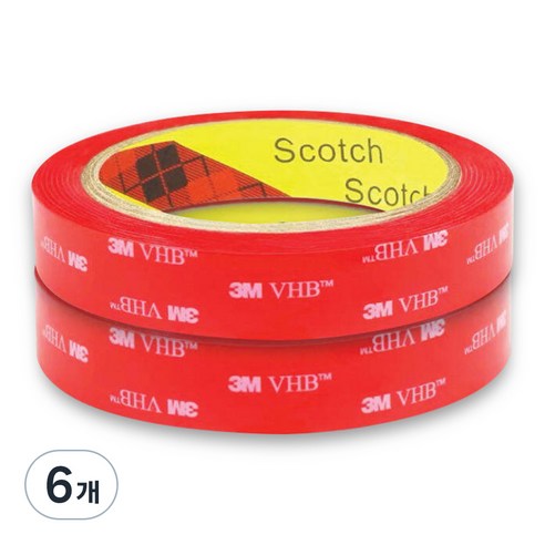 브이에이치비 양면테이프 투명 20mm x 5m, 6개