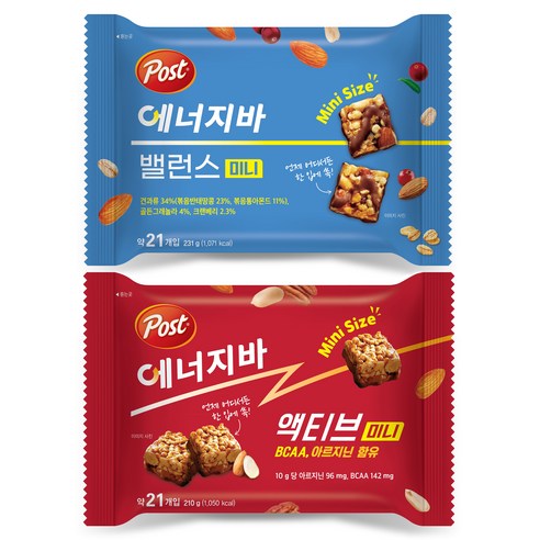 포스트 에너지바 밸런스 미니 231g + 액티브 미니 210g 210g,... 맛있게 먹은 솔직 후기 - 상품 이미지 1