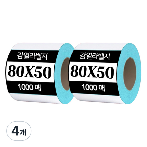 365플레이스 감열 바코드 라벨지 80 x 50 mm, 4개, 1000칸