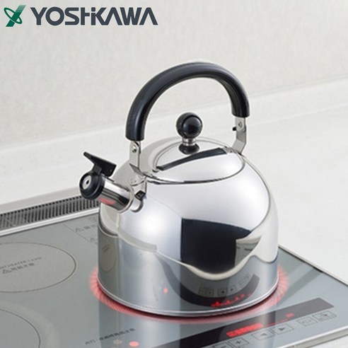 YOSHIKAWA 吉川18-8不銹鋼笛音壺, 黑色, 4L, 1個- 一般煮水壺| 酷澎