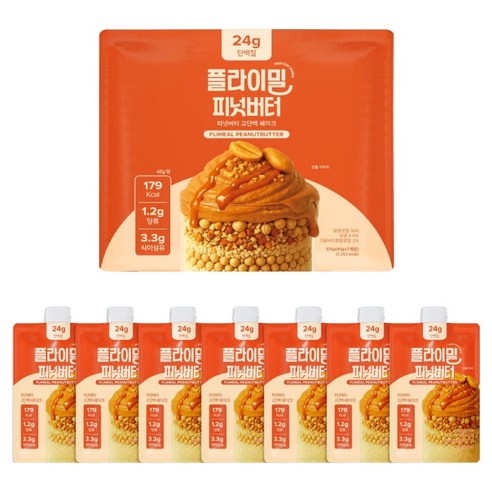 플라이밀 피넛버터 단백질 쉐이크 파우치 7p, 315g, 1개