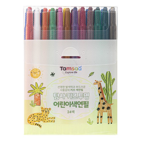 탐사 아동용 투명 색연필, 1개, 24색