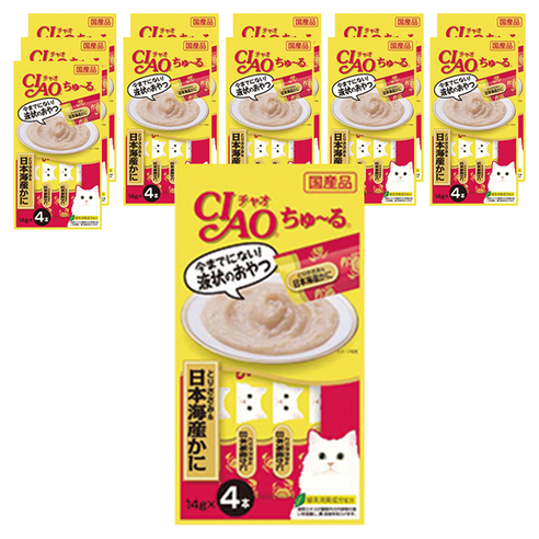 챠오츄르 고양이 짜먹는 간식, 혼합맛(닭가슴살/게살), 56g, 12개
