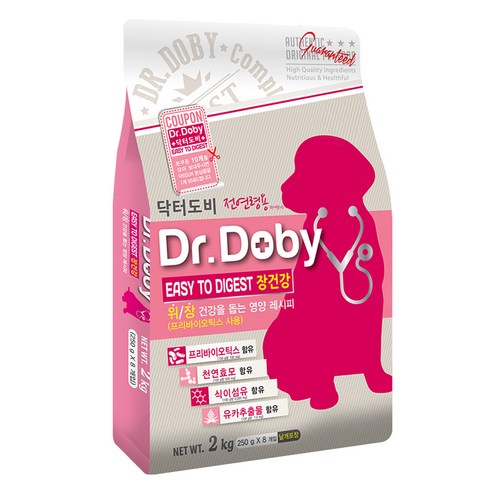 인터펫코리아 강아지 닥터도비 기능성 사료, 장건강/유산균, 2kg, 1개