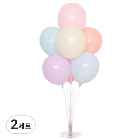 와우파티코리아 마카롱 풍선 7p + 풍선꽂이 세트, 혼합색상, 2세트