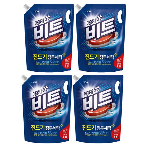 비트 때가쏙 진드기 일반 액상세제 리필, 2L, 4개