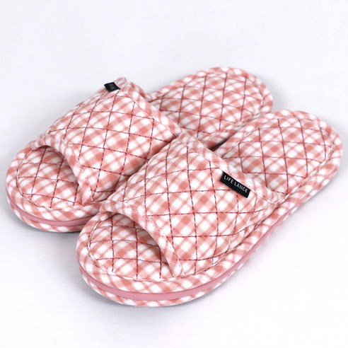 라이프란스 3중쿠션 층간소음 면 슬리퍼, 핑크, 1개