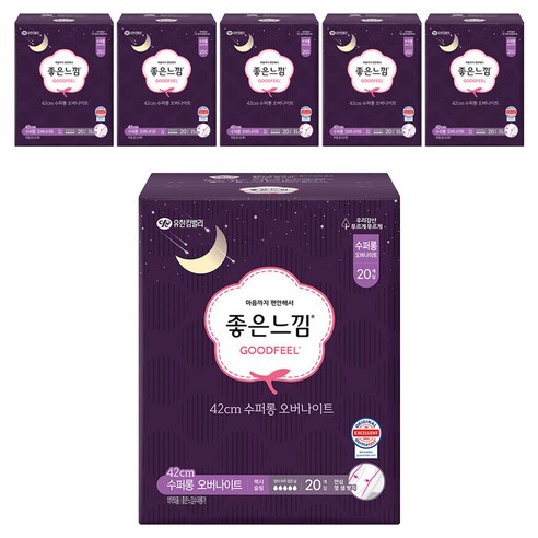 좋은느낌 오리지널 생리대 날개형, 슈퍼롱, 20개입, 6개