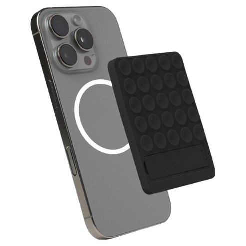 대한 맥세이프 뽁뽁이 거치대 실리콘 흡착패드 6 x 7.5 cm, 딥 블랙, 1개
