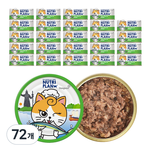 동원뉴트리플랜 고양이 간식캔, 참치와 방어, 90g, 72개