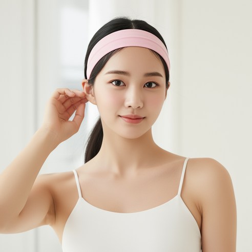 걸핀스 넓고 짱짱한 고탄력 요가 런닝 운동 헤어밴드 1603, 핑크, 1개