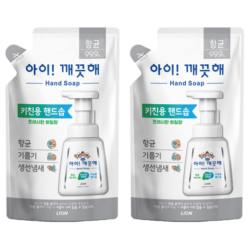 아이깨끗해 키친용 핸드솝 프레시한 바질향 리필형, 200ml, 2개