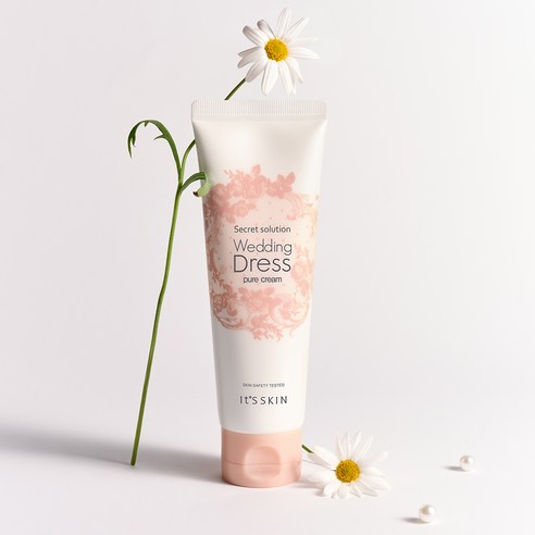 잇츠스킨 시크릿 솔루션 웨딩드레스 퓨어 톤업크림 100ml, 1개 후기 분석 - 핸드 테스트 샷
