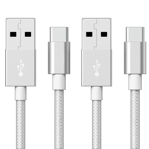 구스페리 C타입 to USB 고속충전 케이블, 실버, 2m, 2개