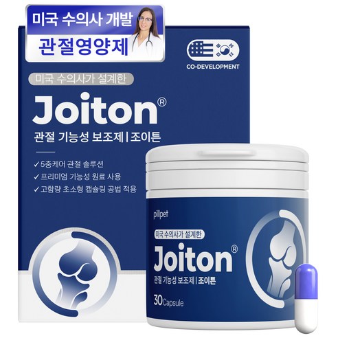필펫 조이튼 강아지 고양이 관절영양제, 1개, 뼈/관절강화, 30정