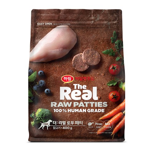 하림펫푸드 더리얼 어덜트 강아지 로우 패티 동결건조사료, 닭, 400g, 1개