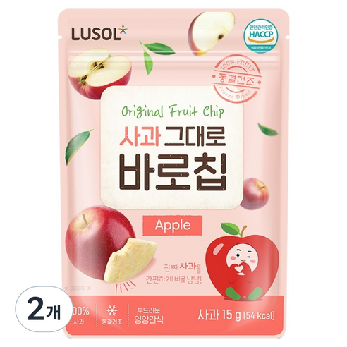 루솔 과일칩 사과 그대로 바로칩, 15g, 2개