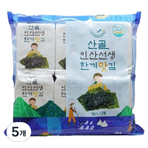 에코맘의산골이유식 인산선생 한끼맛김 12p, 김, 48g, 5개