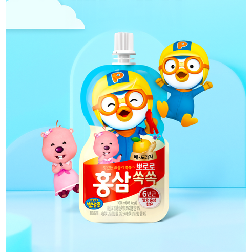 팔도 뽀로로 홍삼쏙쏙 배도라지 100ml, 40개 이미지 2