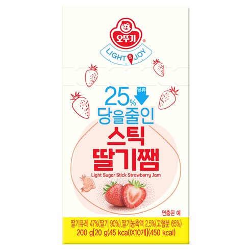 오뚜기 라이트앤조이 당을줄인 스틱딸기잼, 20g, 10개