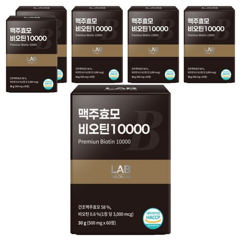 랩온랩 정품 맥주효모 비오틴 10000, 60정, 6개