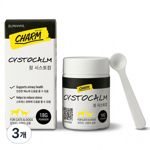 페피테일 반려동물 참 시스토캄 크렌베리 만노스 테아닌 가바 트립토판, 18g, 3개, 유리너리+스트레스