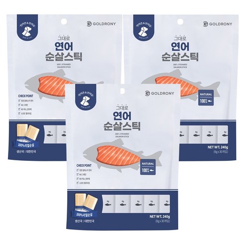 골드로니 반려동물 그대로 순살스틱 간식 30p, 연어, 8g, 3개