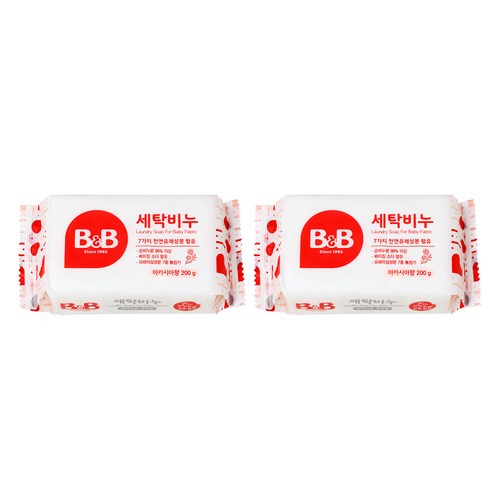 비앤비 유아의류용 세탁비누 아카시아, 200g, 2개
