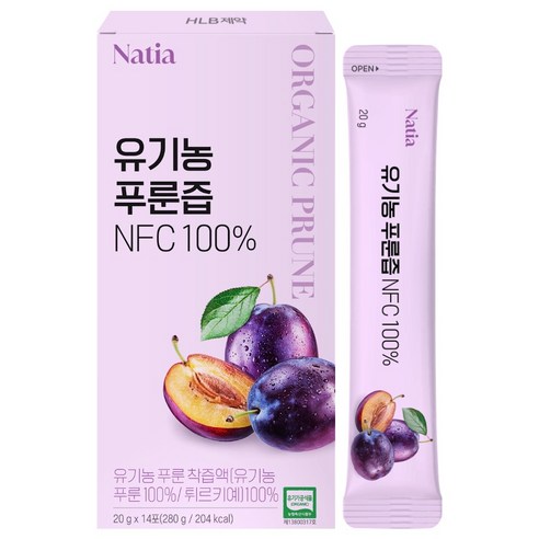 에이치엘비 나티아 유기농 푸룬즙, 20g, 14개