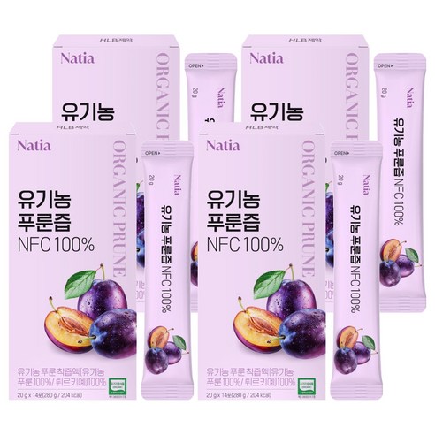 에이치엘비 나티아 유기농 푸룬즙, 20g, 56개