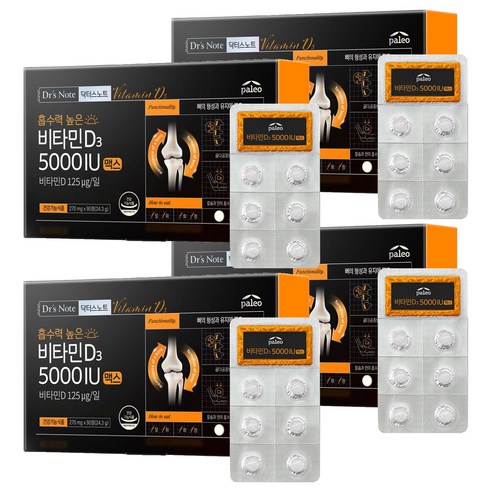 닥터스노트 흡수력 높은 비타민D3 5000 IU 3개월분, 90정, 4개