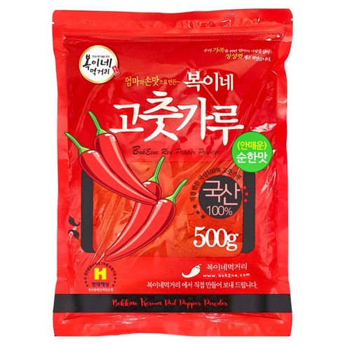 복이네먹거리 국산 안매운 고춧가루 순한맛 어린이용 떡볶이 소스용, 500g, 1개