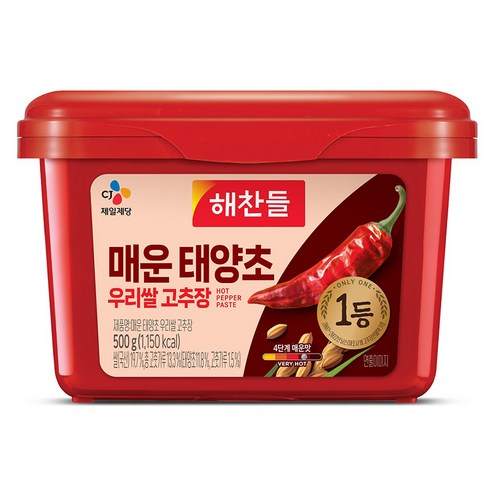 해찬들 매운 태양초 우리쌀 고추장, 500g, 1개