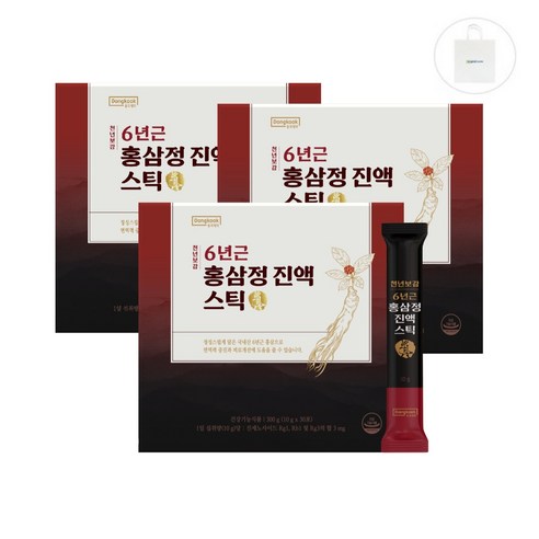 동국제약 천년보감 6년근 홍삼정 진액 스틱 + 쇼핑백, 30회분, 3개