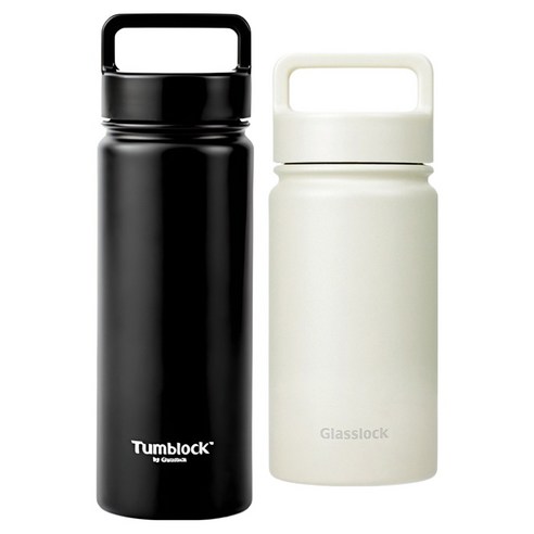 글라스락 스포티 핸들 텀블러 350ml + 텀블락 스포티 핸들 텀블러 500ml, 350ml(베이지) + 500ml(블랙), 1세트