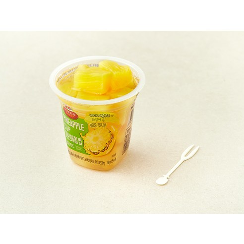 돌 후룻컵 스위티오 파인애플컵 후기 분석 - 신선하게 보관된 파인애플 단면