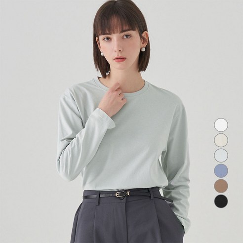 ELLE PARIS 여성 릴렉스핏 긴팔 티셔츠
