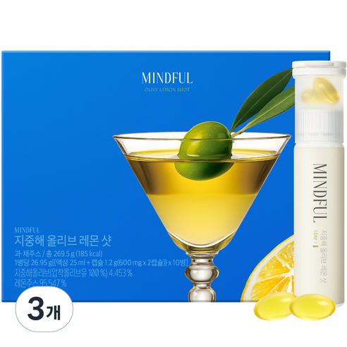 푸드올로지 마인드풀 지중해 올리브 레몬샷 269.5g, 10회분, 3개
