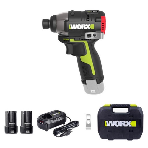WORX 충전 임팩 드라이버 12V + 배터리 2.5Ah 2p 세트 BL WU132X.2, 1세트